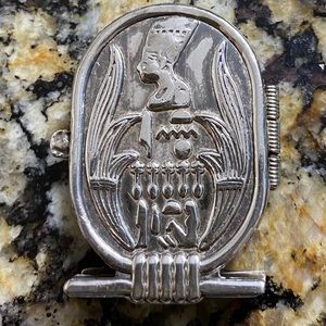 Vintage Egyptian Silver Pill Box hinged Hand Made
